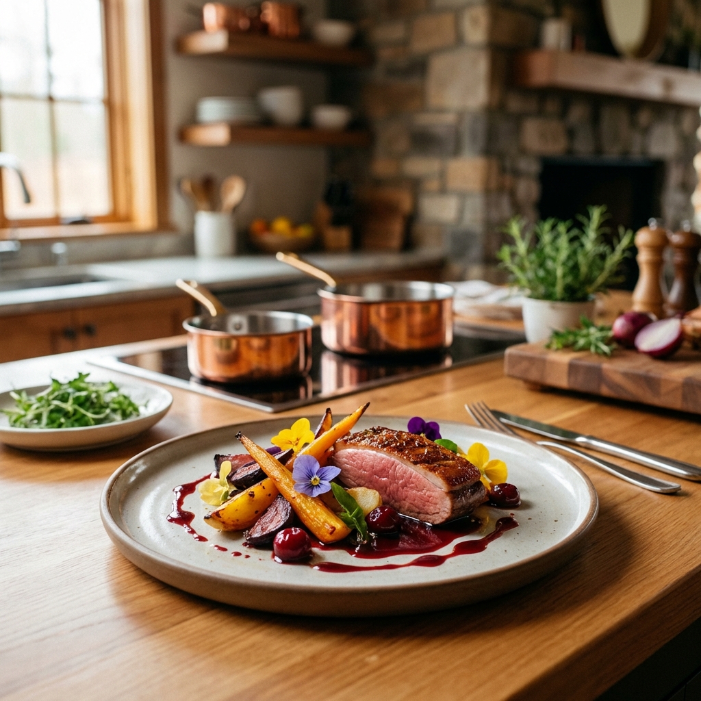 Gourmet healthy food plated beautifully